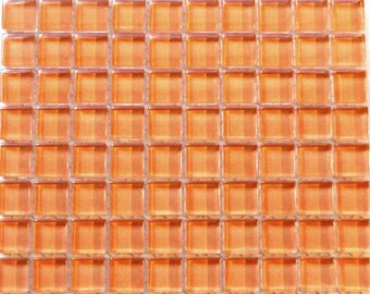100 (10mm) MINI Peach Crystal Glass Mosaic Tiles 3/8 in.//Mosaics/ Mosaic Supplies//Crafts