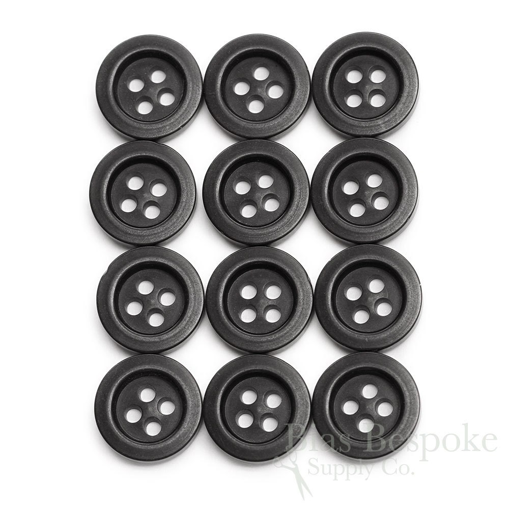 Set of 12 Modern Matte Black Buttons 24 Line