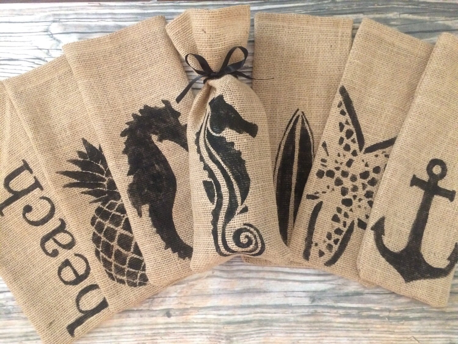 Wine Gift Bag Burlap Gift Bag Burlap Wine Bag Nautical Wine