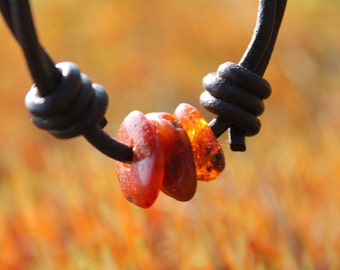 Amber Leather Bracelet Raw Stone Ochre Rust Sepia Men Jewelry Fossil Natural Style Brown Honey Gift for him Men Dude Rustic Summer Fashion
