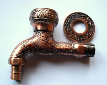 Vintage European Water Faucet/ Large Copper Water Spigot /Garden Tap/ Home Décor/1990s/Unused