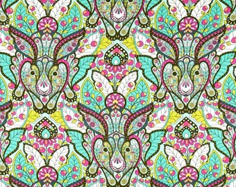 Tula Pink - Slow and Steady Collection - The Hare in Strawberry Kiwi