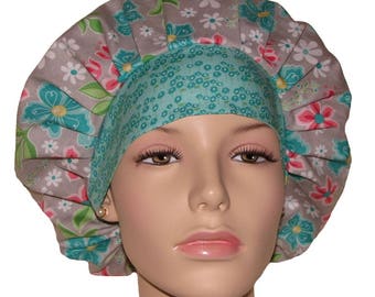 Bouffant Scrub Hats-Flora and Fauna-ScrubHeads-Scrub Hats for Women-Anesthesia Scrub Hats-Floral Scrub Hats-Women's Scrub Hats