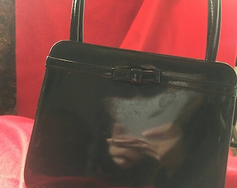Vintage 60s black patent leather handbag - Theodor of California