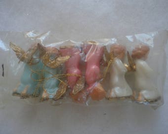 Vintage Lot of Hard Plastic Angel Ornaments Made in Hong Kong, Angel Ornaments, Small Plastic Angel Ornament, Ornaments, Angel, Christmas