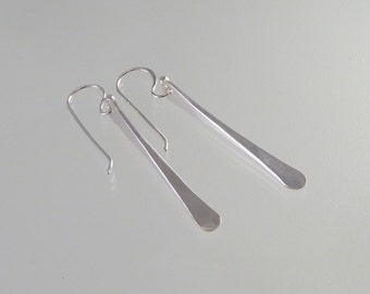 Sterling Silver Paddle Earrings, Hand Forged, Silver smith