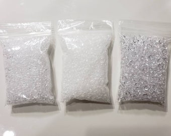 Free ship 3 packs fishbowl, sugar, slushie, slime crunchy beads, acrylic flatback mini disc beads, cornhole, crunchy diamond crystal beads