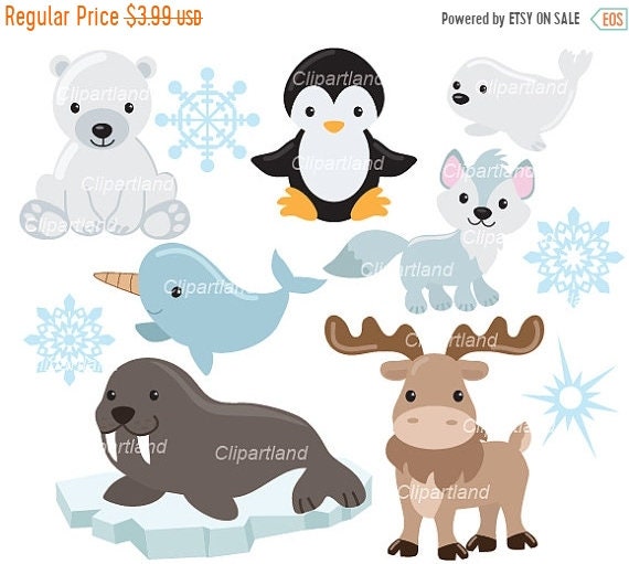 ON SALE INSTANT Download. Arctic animals clip art. Caa_2. Personal and ...