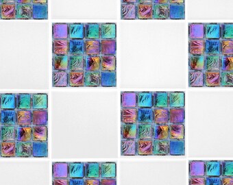 aqua blue mosaic tile transfers 6 x 6 printed