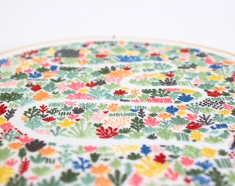 PDF Digital Download - Artist Series - Floral Field Embroidery Pattern - Thread Folk and Lauren Merrick