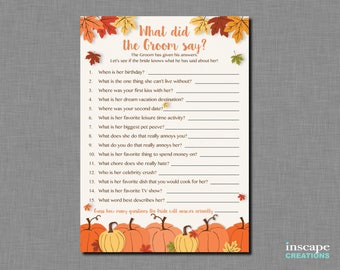 What did the Groom Say about his Bride? Bridal Shower Game, Newlyweds Game, What did He Say about Her, Who Knows Groom Best? Couples Shower