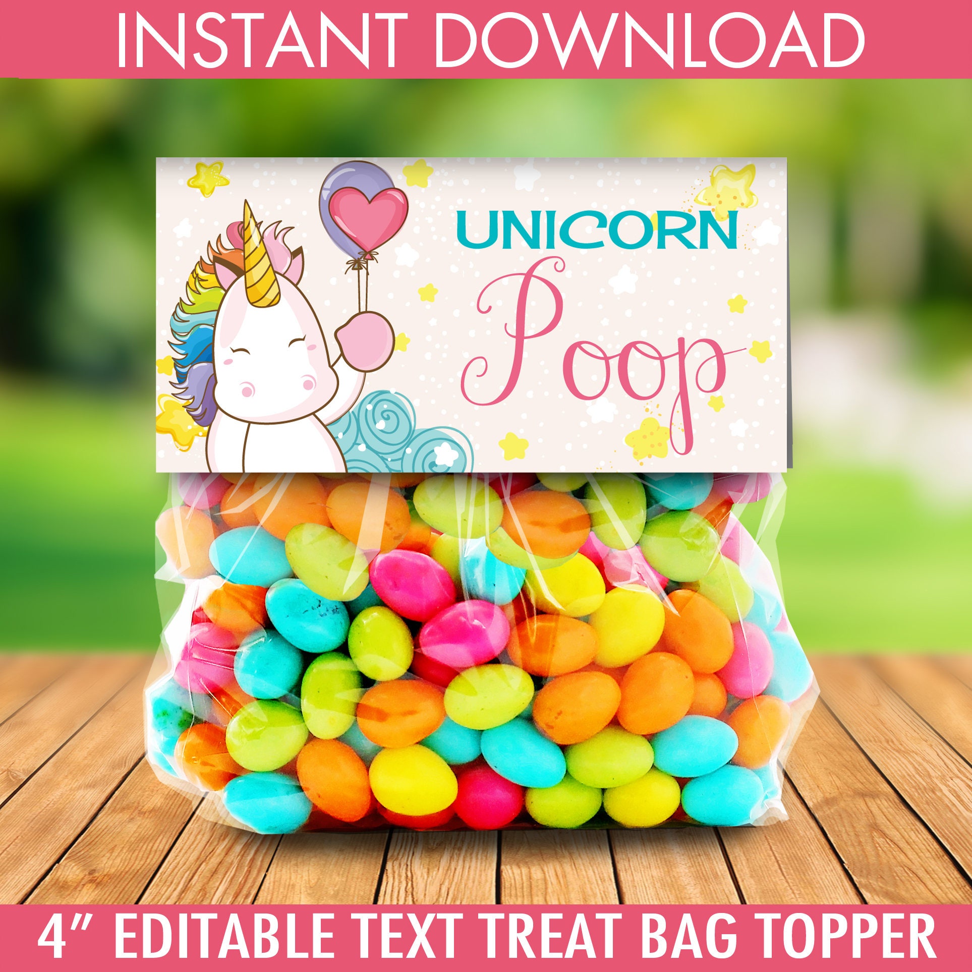 unicorn party treat bag topper unicorn birthdayrainbow