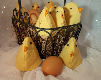 Easter Egg Old Quilt Cozy Upcycled Old Quilt Chick~Chick Egg Cover Easter Chick Egg Cover Easter Decor Easter Basket Chick