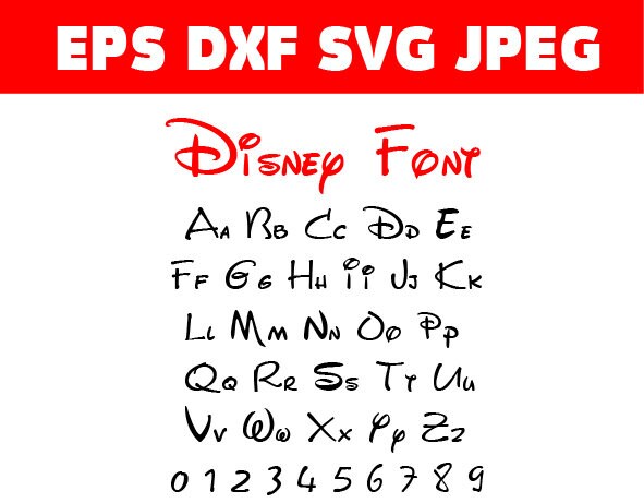 Disney Font svg dxf eps jpg Download files Digital