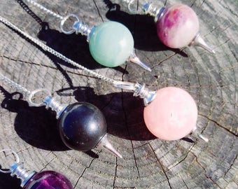 Crystal Pendulum Sphere, Energy Healing, Dowsing, Metaphysical Tool, Crystal Cleansing, Gemstone Pendulum, Sphere Pendulum