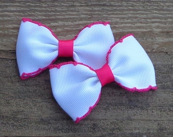 Set of 2 Pigtail Hair Bows~Toddler Hair Bow~Pink Hair Bow~Baby Hair Accessories~Tuxedo Hair Bows~Hair Accessories for Girls~Girls Hairbows