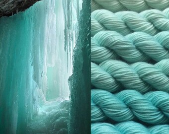 Gradient yarn set-merino superwash, handdyed yarn 300g- hand painted dyed sock shawl ombre - Mountain aqua.