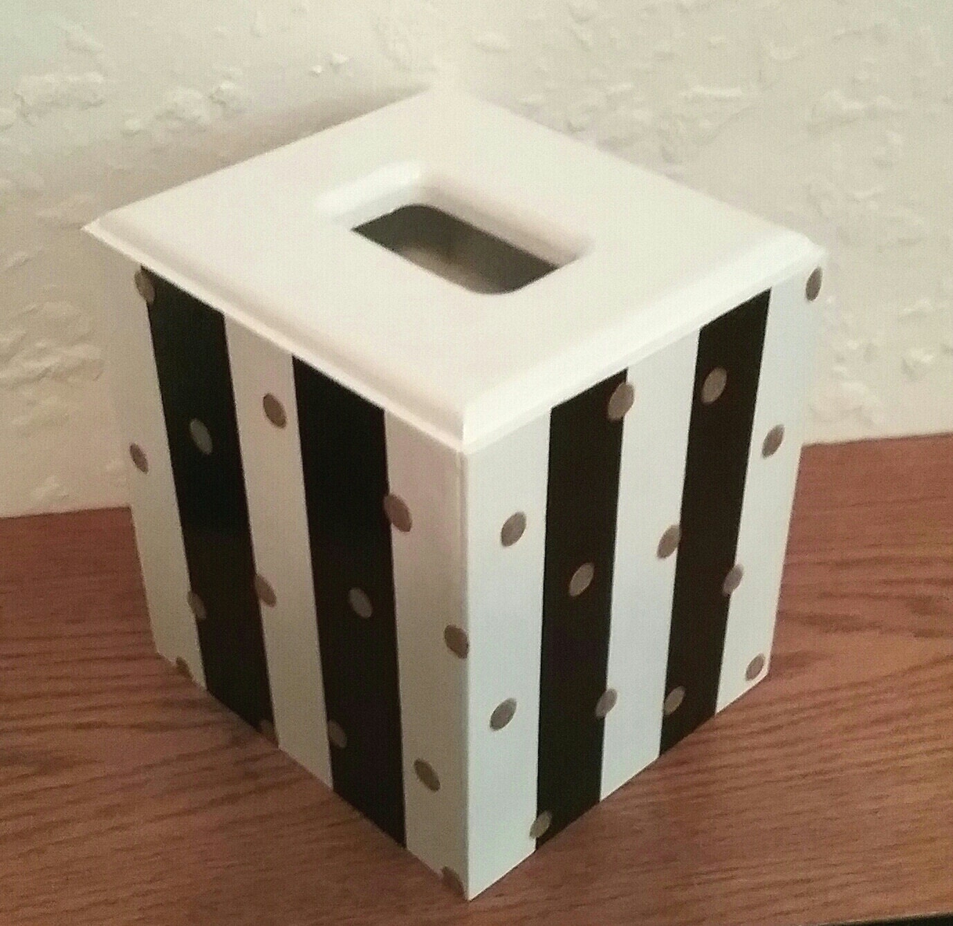 Black and White Tissue Box Cover Striped Tissue Holder