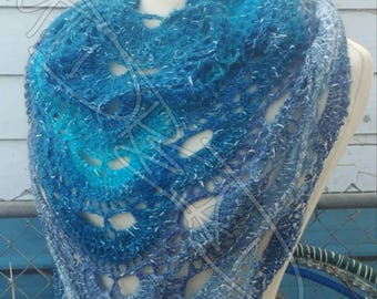 Handmade crochet shawl/wrap in the color Tranquel Teal