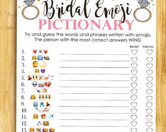 Bridal Shower Emoji Game Fun Unique Games DIY PDF Wedding