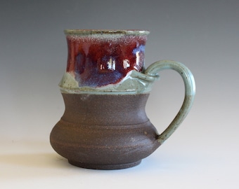 Coffee Mug Pottery, 14 oz, unique coffee mug, ceramic cup, handthrown mug, stoneware mug, wheel thrown pottery mug, ceramics and pottery