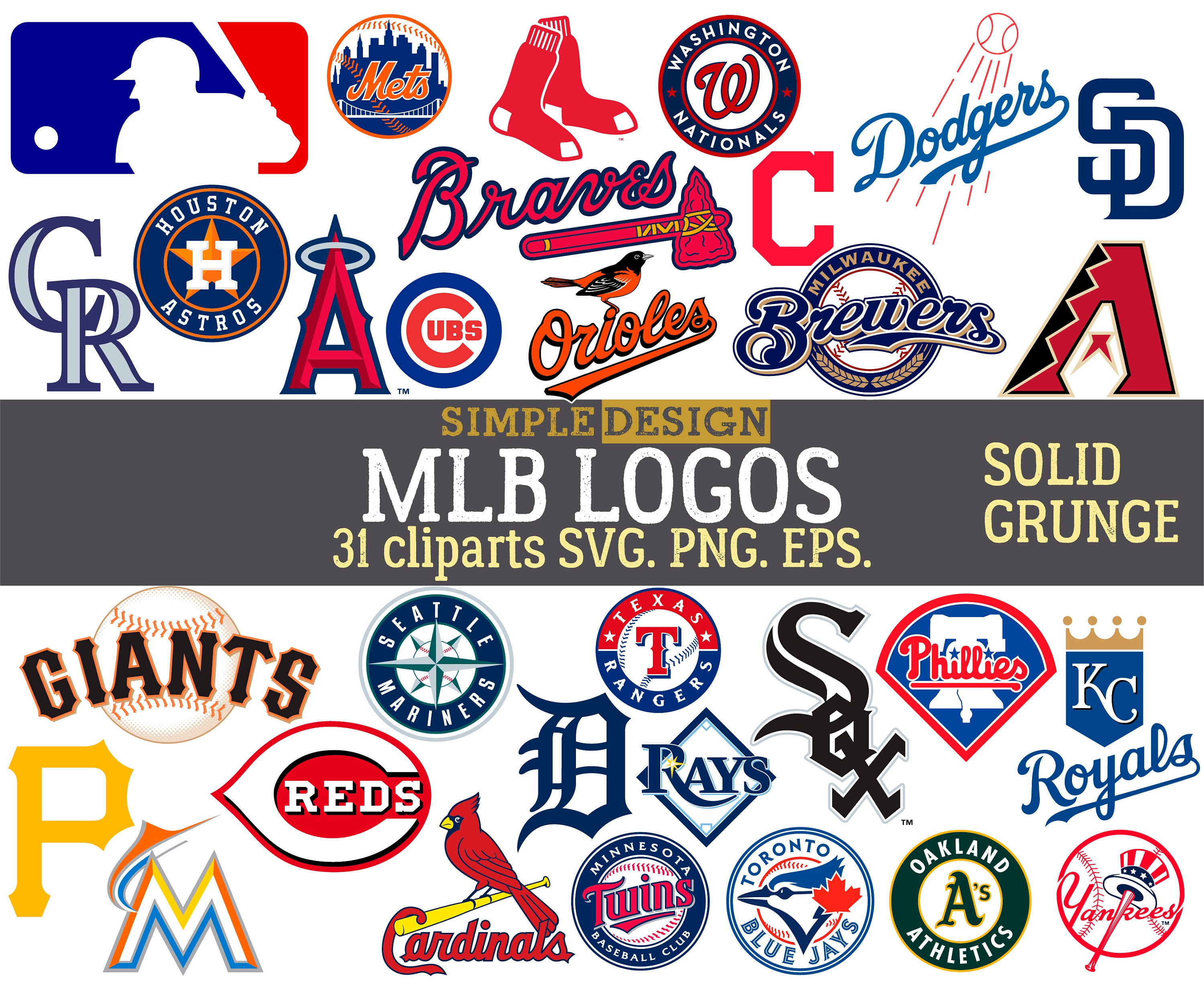 MLB Team Logos, MLB SVG, Baseball Team Logos, Grunge, Distressed ...