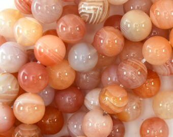10mm orange botswana agate round beads 15.5" strand 40218