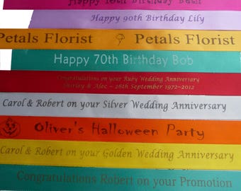 Personalised Ribbon 20mm width for all occasions, Custom Ribbon, Cake Gift Bow Ribbon, Christmas, Weddings, Corporate events, Floral ribbon