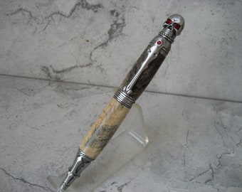 Skull Pen (Antique Pewter and Buckeye Burl)