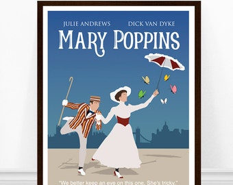 Mary Poppins Poster, Minimalist Poster, 1960s movie poster, Poster Art, Minimalist Art