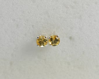 Citrine earrings silver | citrine earrings stud, 3MM, sterling Silver, Children's earring, November birthstone, citrine jewelry, studs