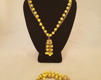 Kramer Signed Pale Yellow Necklace & Bracelet Set