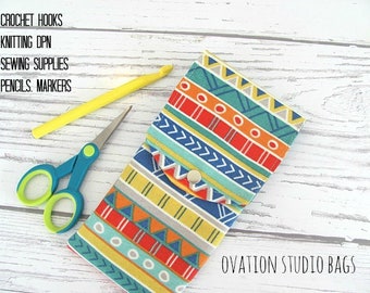 Crochet hooks case, DPN case, knitting needles case, pencil case, makeup brushes storage case