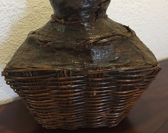 Large Antique Chinese Woven Oil Container