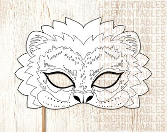 lion mask printable animal masks childrens party pdf halloween