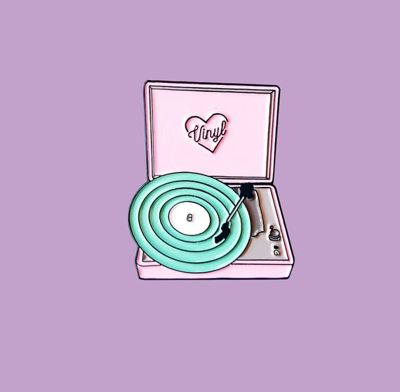 Retro Pastel Vinyl Record Player Enamel Lapel Pin