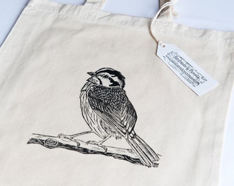 Bird on Branch screen printed tote bag