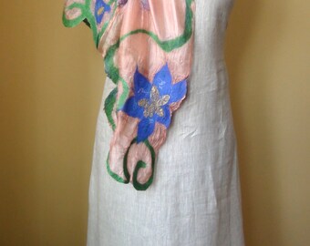 Felted ruffled shawl scarf - Handmade wool and silk