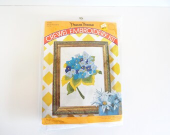 Crewel Embroidery Kit Pauline Denham Blue Flowers 1973