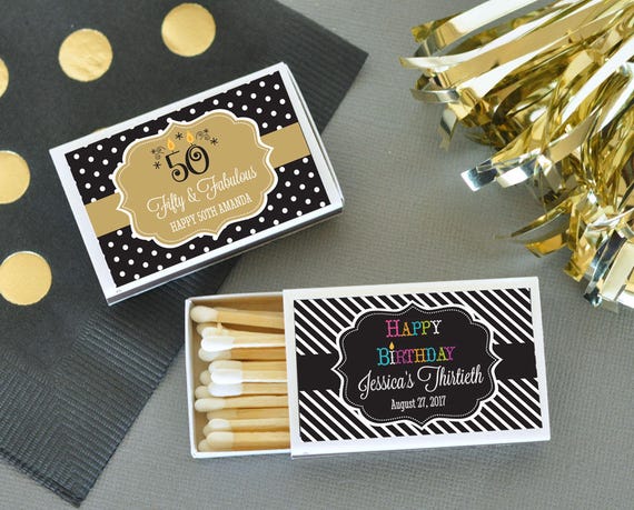 100 Personalized Match Box 50th Birthday Favor