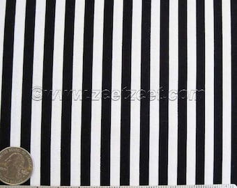 Michael Miller CLOWN STRIPE Black & White - 1/4" Wide Stripe Cotton Quilt Fabric - 34" Remnant or Fat Quarter Fq Halloween