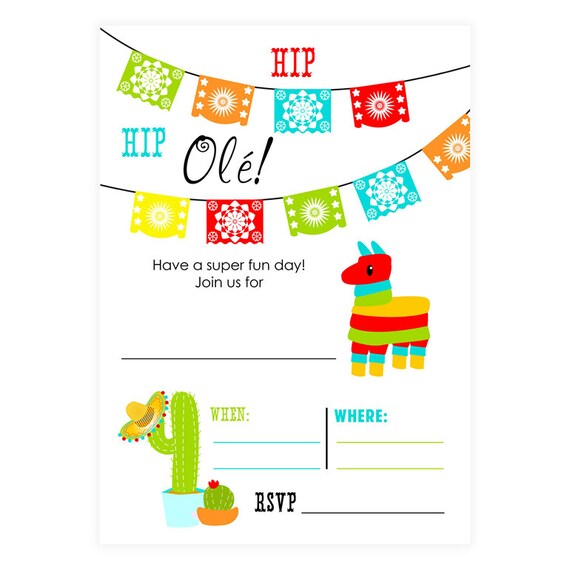 PRINTABLE Fiesta Party Invites DIY Digital File instant