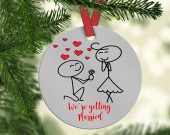Engagement Gift, Personalized Engagement Ornament, Engaged Ornament, Engaged Couples Gift, Engagement Keepsake, Engagement Party Gift