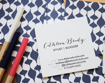 ikat teardrop calling cards / business cards/ blogger cards - set (50)