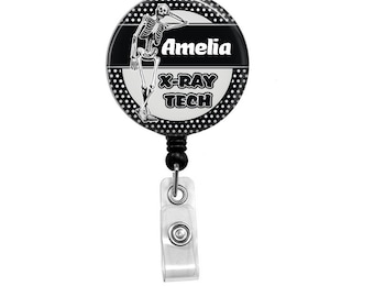 Badge Reel - Id Badge Holder - Badge Holder - ID Badge Reel - Retractable Badge - X Ray Technician - Name Badge Holder - Nurse Badge Reel -