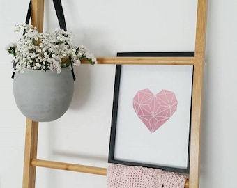 Real Foil Print- Solid Geometric Heart- Wall Art- Home Decor