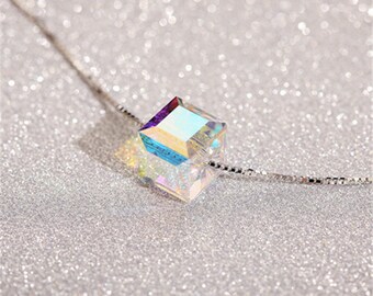 Pendant necklace Crystal Swarovski-Crystal Necklace woman jewelry-girl birthday girl-delicate dainty necklace bright gift woman