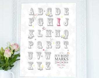 new baby gift, baby boy, baby girl, alphabet, personalised, home decor, handmade, baby gifts, pink, unique gift, gift for wife, new mum