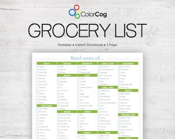Grocery List Printable PDF Green Boxy