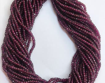 Natural Pink Rhodolite Garnet 2MM to 4.5MM AA Quality Facted Rondelle Beads 13 Inch Strand Loose Gemstone